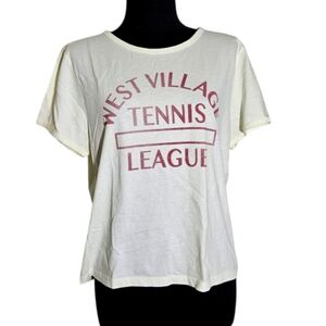 J Crew West Village Tennis League Off White Short Sleeve T-shirt Size L NWOT